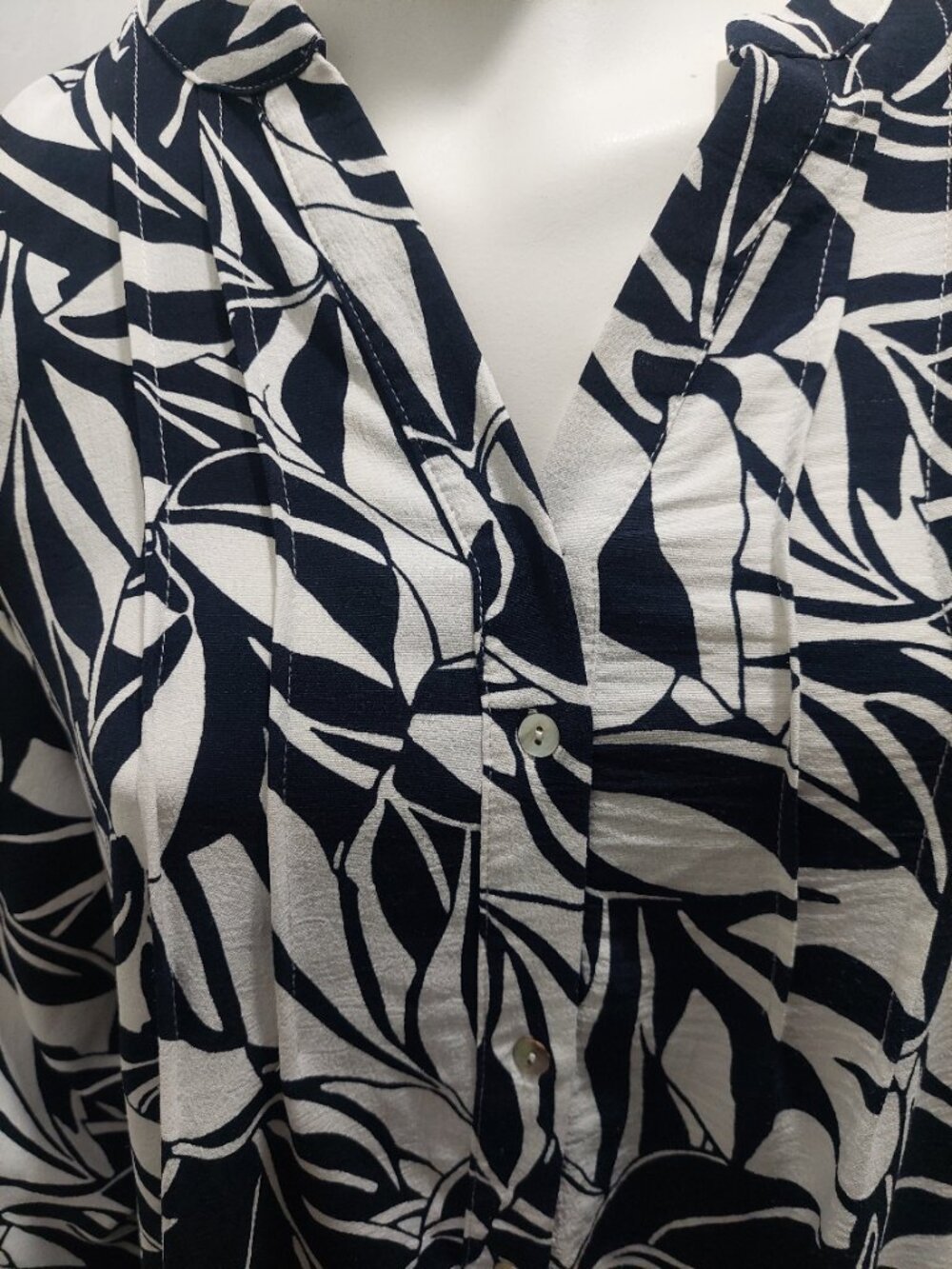 Rachel Zoe Navy White Abstract Palm Tiered Tunic Dress L EUC - Picture 4 of 6